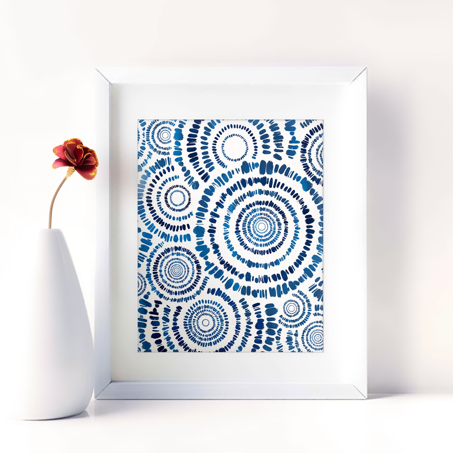 Indigo Abstract Watercolor Prints Set of 3 Blue Wall Art Minimalist Art ...