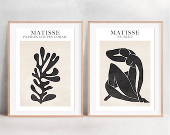 Matisse Abstraktes 2er Set Wandkunst, La danse Print Art Matisse the cut outs Fine Art Poster Henri Matisse Kunst Ausstellung Poster, Wohnzimmer