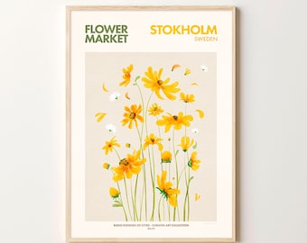 Stokholm Flower Market Poster, Flower Market Print, Printable Wall Art, Flower Market Poster, Flower Shop Sign, Flower Poster, Retro Decor
