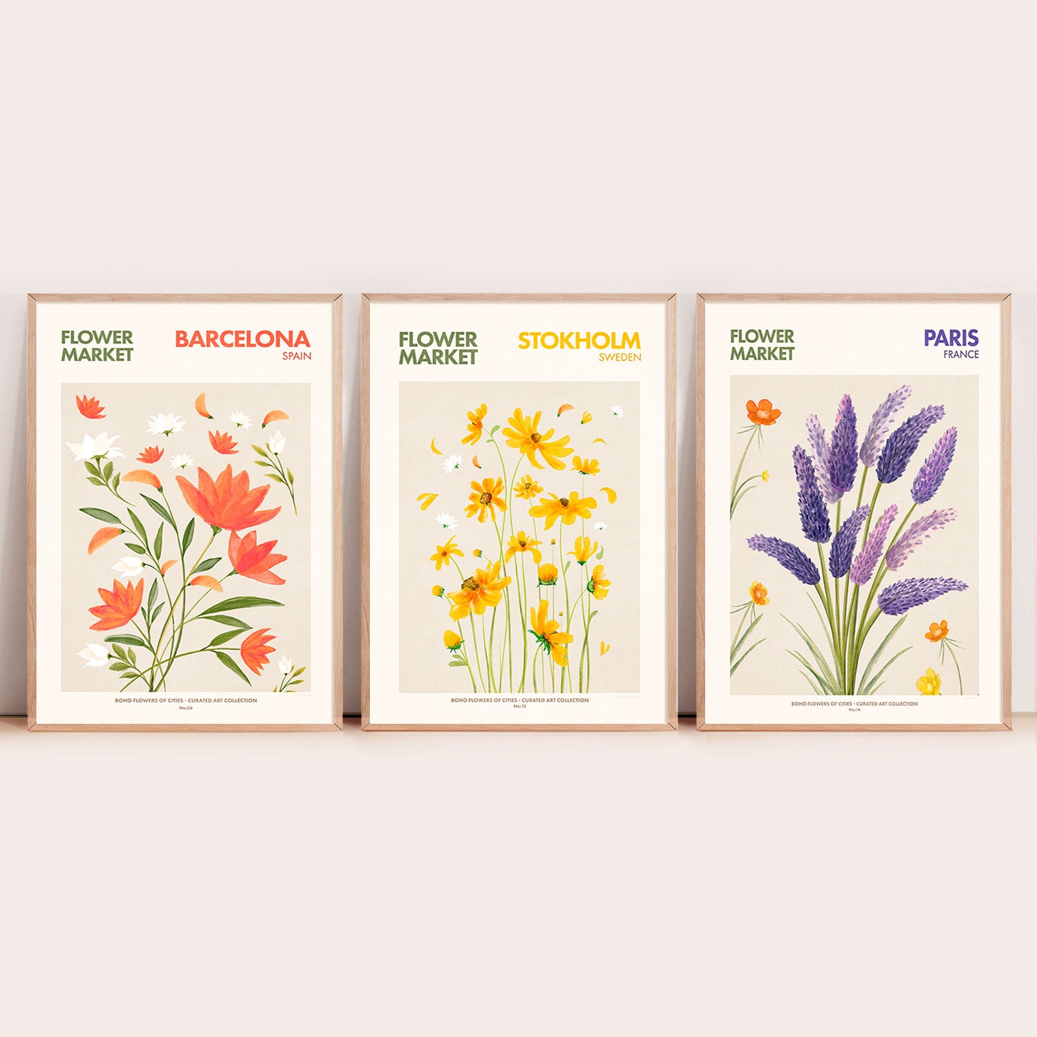 Affiche Marché Aux Fleurs De Barcelone - Poster Botanique Pop Art - Encadrement Non Inclus