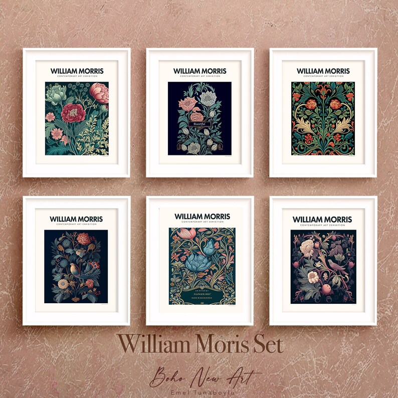 Set of 6 William Morris Poster Print, Art Nouveau Print, Exhibition ...