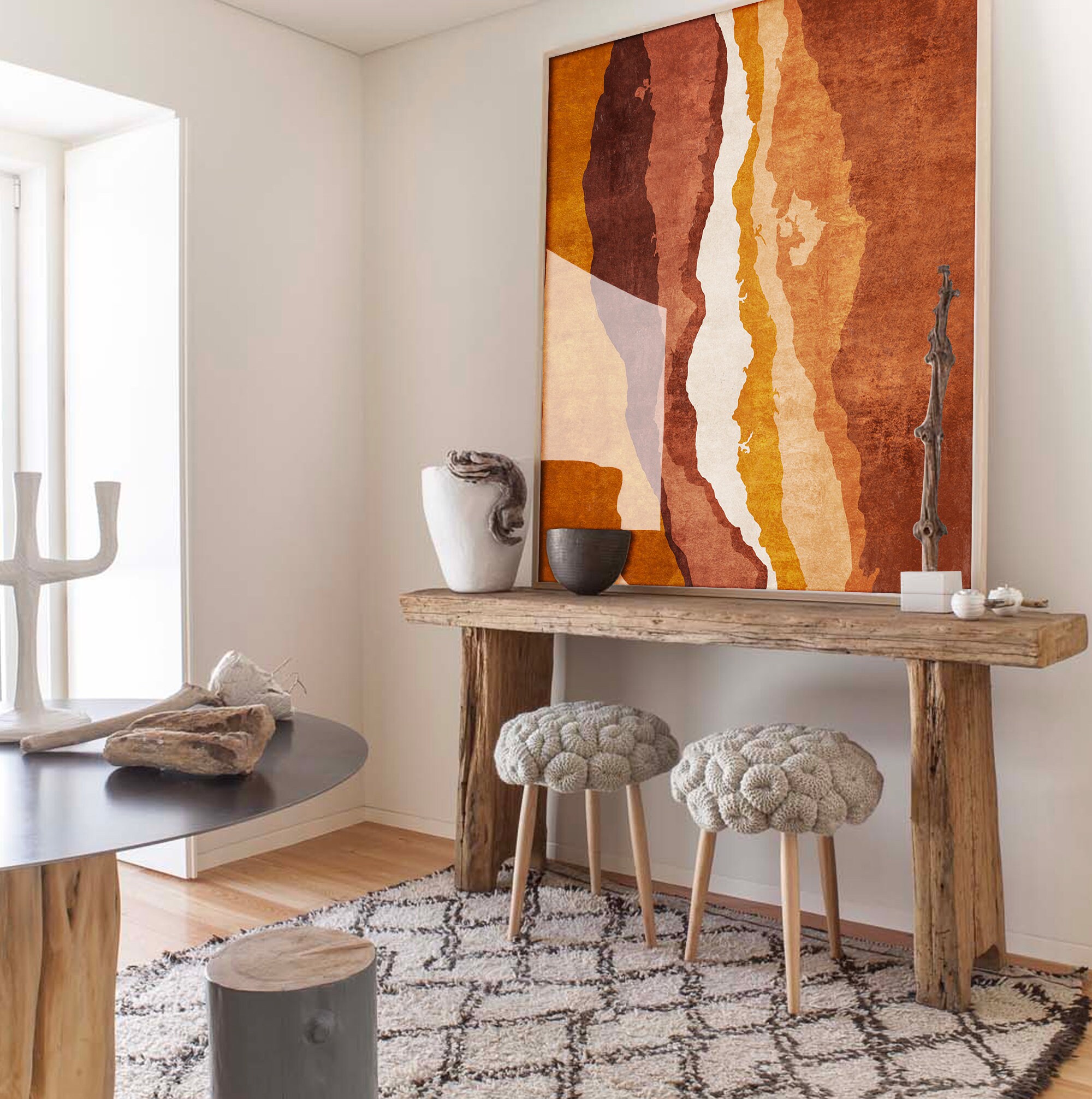 Set of 2 Terracotta Wall Art Large Abstract Wall Art Earth Etsy