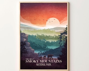 Affiche des Great Smoky Mountains | | d’impression du parc national affiche de voyage vintage | affiche de voyage de style vintage | affiches du parc national | Décoration intérieure