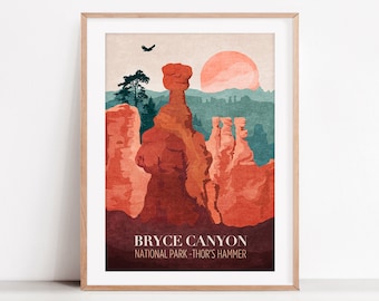 Bryce Canyon National Park Travel Poster, Minimalist Art Print, Utah Poster Abstract Travel Poster, National Park Poster Outdoor Fine Art