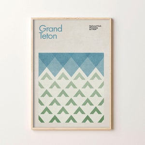 Grand Teton National Park, Century Travel Poster, Abstraktes Reiseposter, Nationalpark Poster, Minimalistischer Kunstdruck, Wyoming Poster