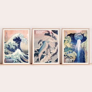 Japanese Prints Set of 3 - Gallery Wall Art, Great Wave Print, Hokusai Prints - Home decor - Poster - Printable Wall Art - Office Decor
