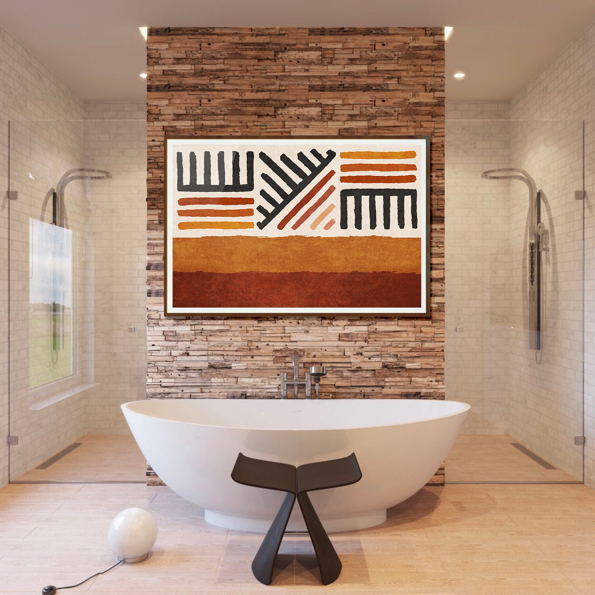 Abstract Art Print Horizontal Living Room Wall Art Neutral Etsy