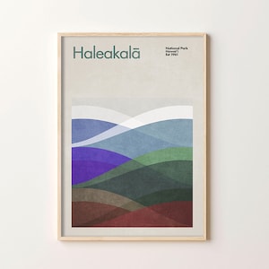 Haleakala National Park, Hawaii Print Art, Minimalist Art Print, Mid-Century Travel Poster, Abstract Travel Poster, Hawaii poster, Maui