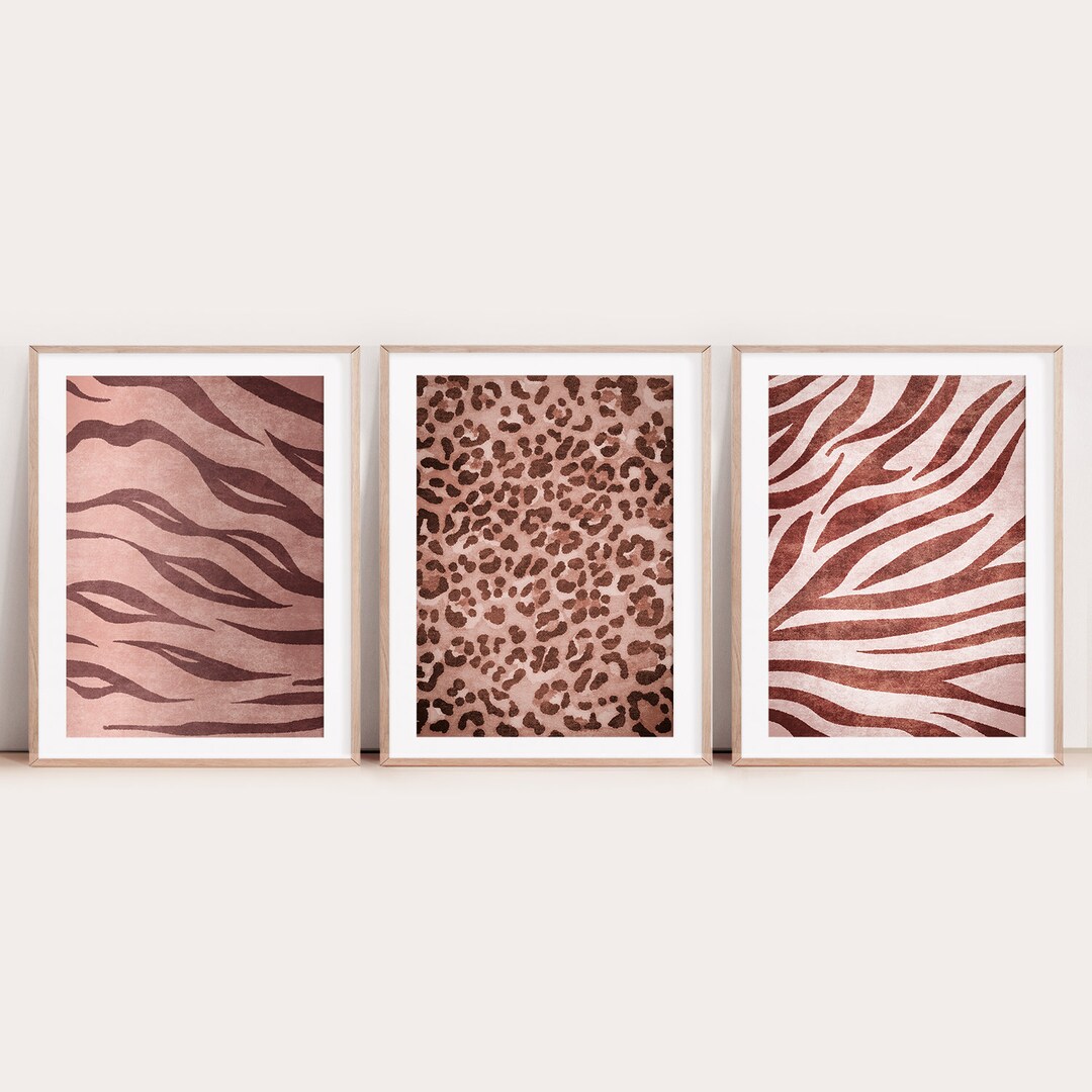 Terracotta Animal Pattern Wall Art, Set of 3 Wall Art, Animal Skin Wall