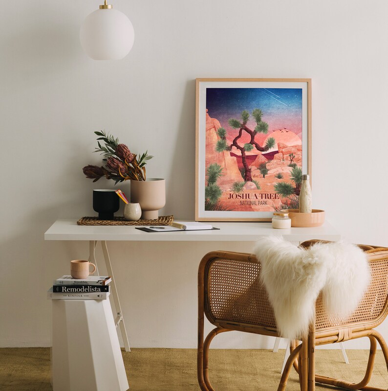 National Park Poster | Vintage Joshua Tree National Park Print | Travel ...