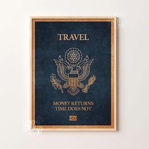 Reisepass Wand Kunst Digitaldrucke | Wanddeko für Zuhause | Motivierendes Poster | Motivation Wand Kunst | Reise Zitat | Büro Dekor