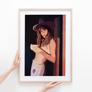 Western Cowgirl illustration, boho art print, western art, Cowgirl Wall Art, Boho Cowgirl Portrait, Western Wall Decor, Southwestern Decor