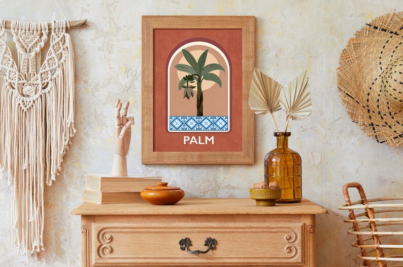 Boho Palm Leaf Digital Poster House Plant Print | Green Digital Art ...
