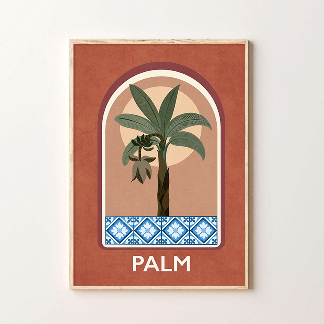 Boho Palm Leaf Digital Poster House Plant Print | Green Digital Art ...