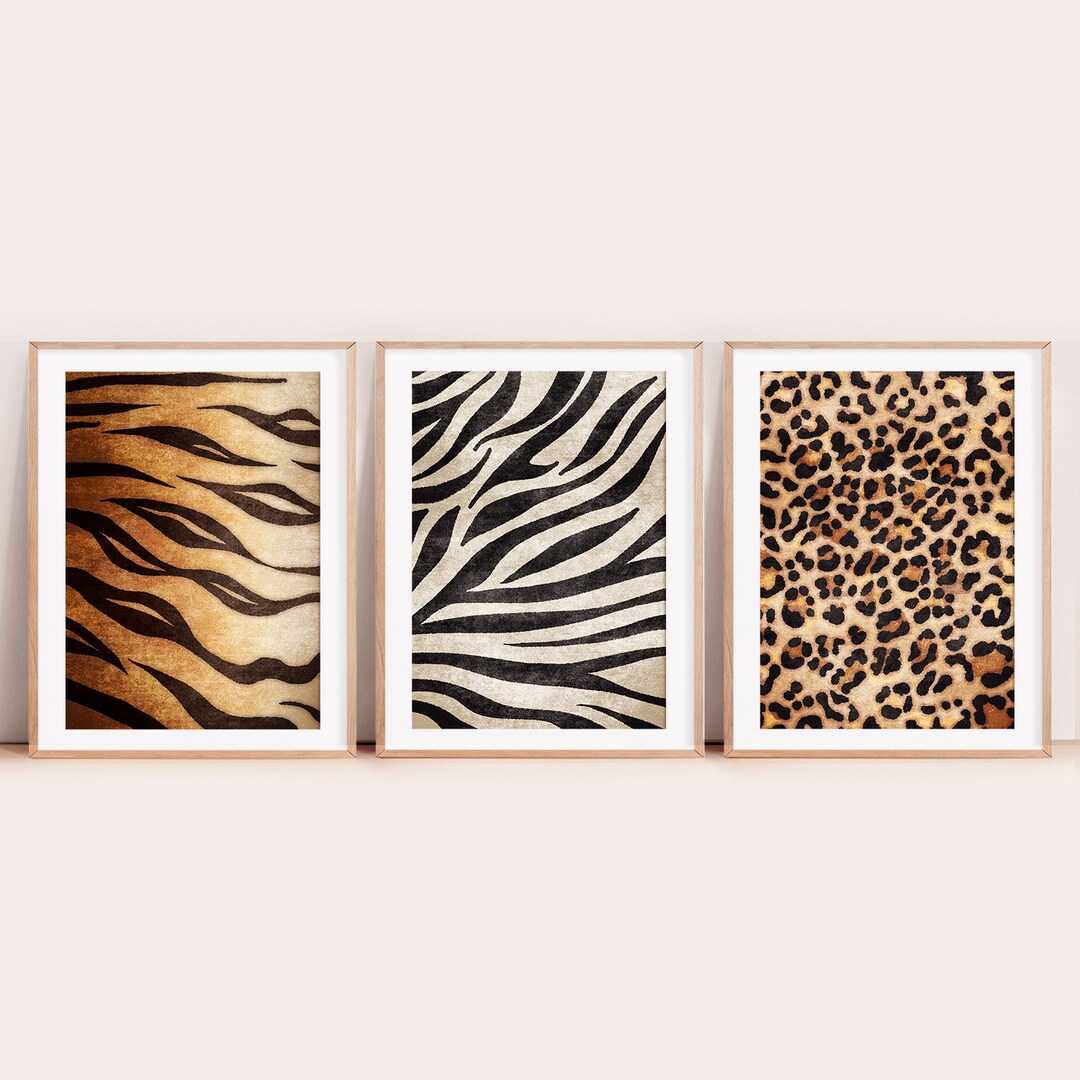 Set of 3 Animal Pattern Wall Art, Animal Skin Wall Decor, Tiger Skin