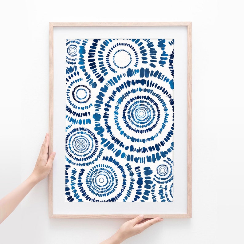 Indigo Abstract Watercolor Prints Set of 3 Blue Wall Art Minimalist Art ...