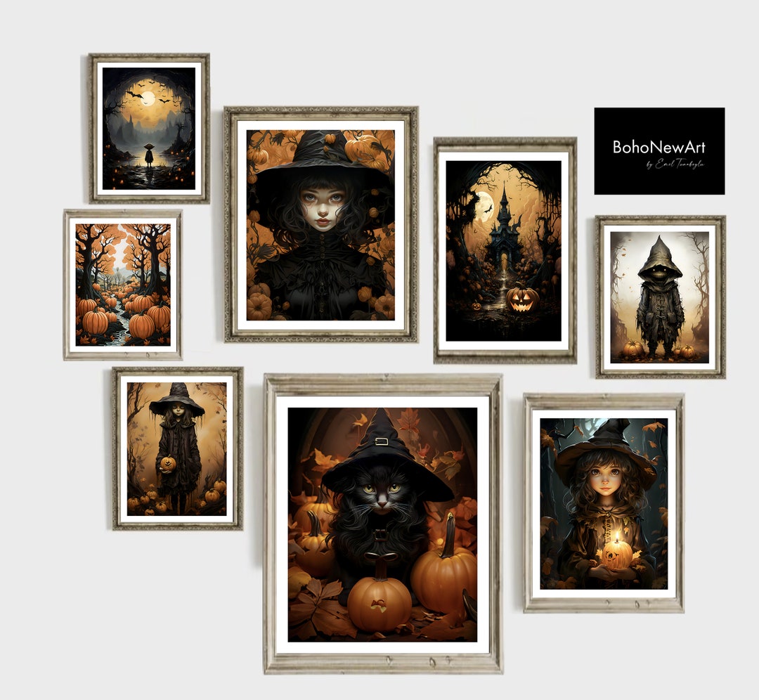 Halloween Digitales Poster | Gruselige Halloween Galerie Wand Set ...