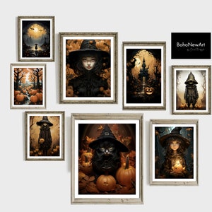 Halloween Digital  Poster | Spooky Halloween Gallery Wall Set | Gothic Beautiful Witch Print Wall | Printable Download | Halloween Wall Art