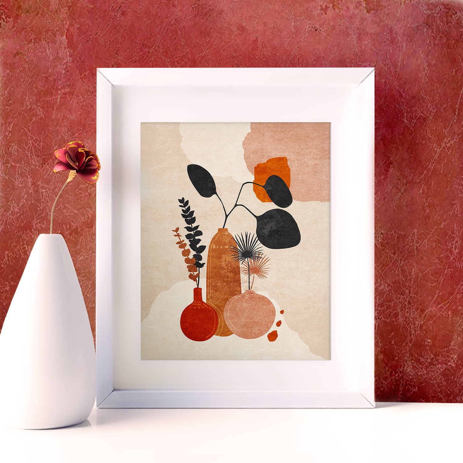 Botanical Boho Print Boho Flower Wall Art Modern Wall Art - Etsy