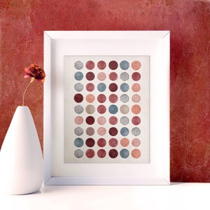 Relaxing and Focusing Watercolor Dots. Polka Dot Wall Decor, Colorful Circles Print, Digital Printable, Minimalist Nordic Abstract