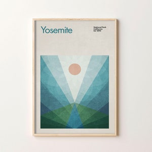 Yosemite National Park Travel Poster, Abstract Travel Poster, National Park Poster, Minimalist Mid-Century Art Print, California poster