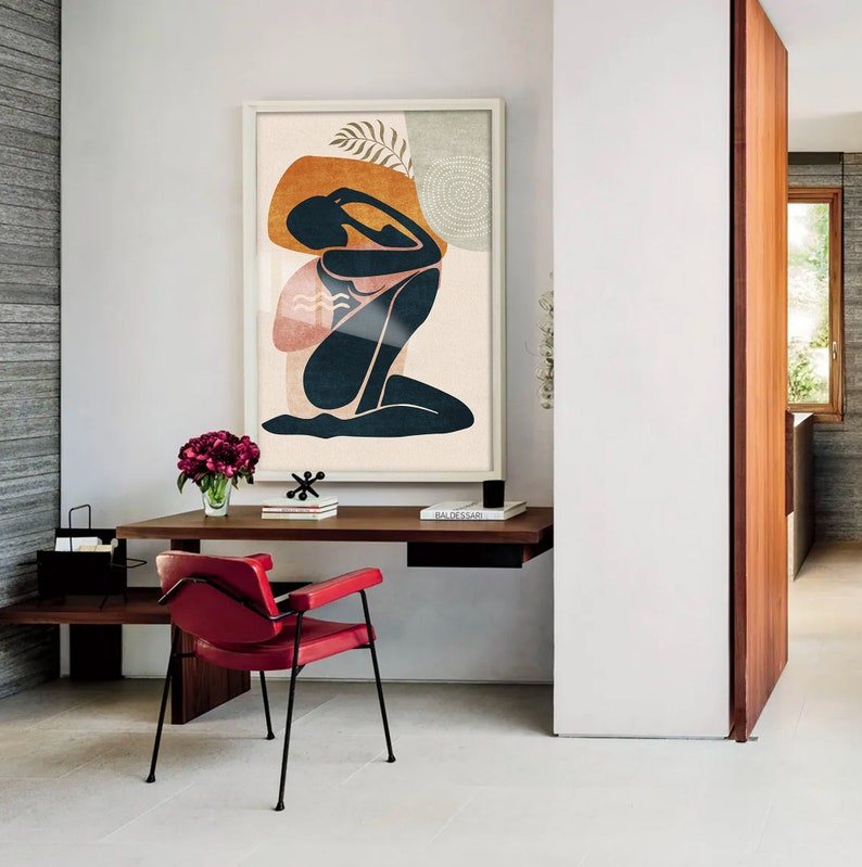 Abstract Woman Silhouette Art Line Drawing Henri Matisse Etsy