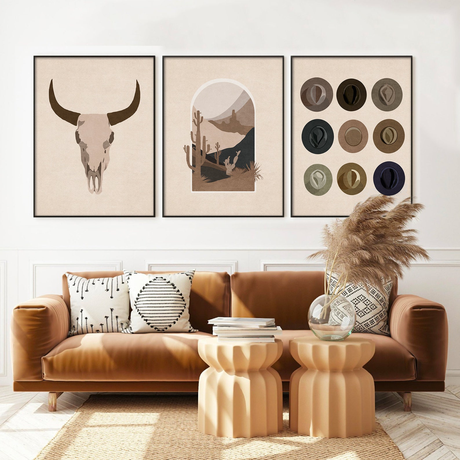 Western Boho Cowboy Hats Print Western Wall Art Decor | Etsy