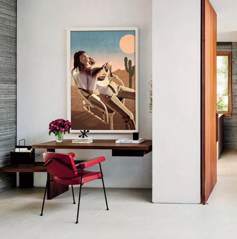 Cowgirl Nude Wall Art, Western Woman Wall Decor, Boho Cowgirl Portrait, Western Wall Decor, Southwestern Decor, Rodeo Wall Art image 5