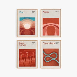 Utah National Park Set of 4 | Arches Print | Bryce Canyon | Canyonlands | Zion | Mighty Utah National Park Wall Art | Home Decor | Abstract