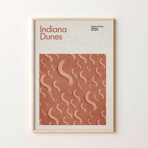 Indiana Dunes National Park, Minimalist Art Print, Lake Michigan Mid-Century Travel Poster, Vintage Style Travel Poster, Sand Dunes Poster