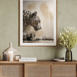 Leopard Wall Art, Leopard Wall Poster, Feline Print, Tiger Illustratie, Olieverf Wall Art, Big Cat Print, Animal Print Jungle Art Print