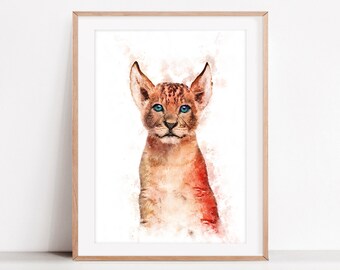 Lion Cub Print, Safari Nursery Decor, Baby Animal, Kids Cougar Wall Art, Descarga digital imprimible, Póster grande, Nursery Wall Art Decor