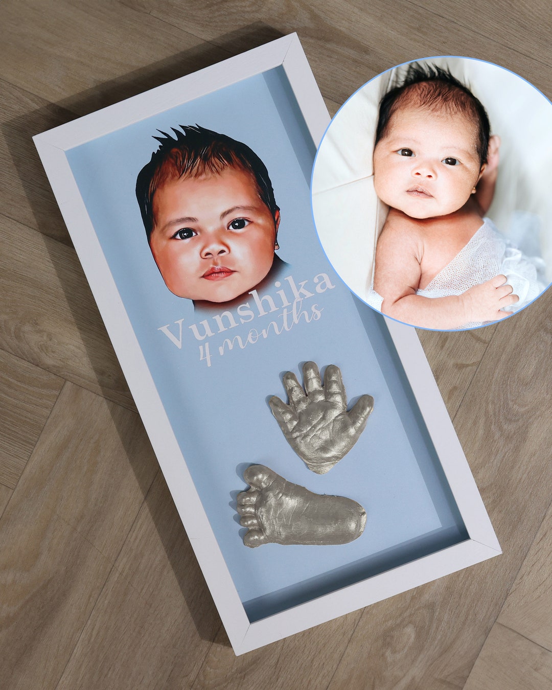 Baby Hand and Feet Casting, Custom Portrait From Photo, Baby Hand Print
