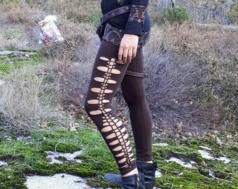 Leggings mit Libellenausschnitt aus Baumwolle und Lycra, Festival-Leggings, ausgefallene Yoga-Leggings, Tribal-Leggings