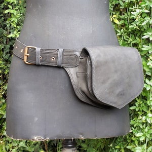 sacoche ceinture en cuir de buffle, single pocket, ceinture banane en cuir, sacoche de hanche, ceinture utilitaire solide image 4