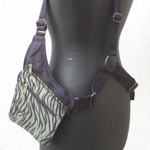 Black cotton holster waistcoat, shoulder bag, holster, double utility bag, unisex, adjustable, festival holster bag