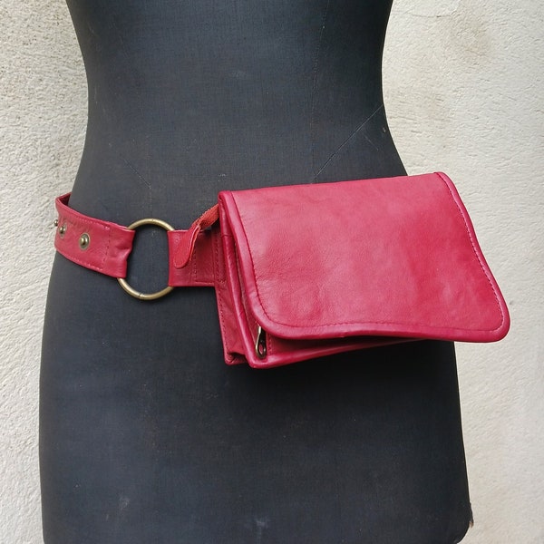 Leather utility belt, leather festival bag, leather multi pocket pouch, hip bag, small shoulder bag, fanny pack