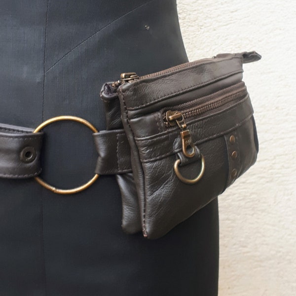 ceinture sacoche en cuir, pochette en cuir, ceinture utilitaire, mini sac en bandoulière, sac banane,sac de hanche