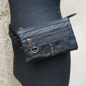 ceinture sacoche en cuir, pochette en cuir, sac banane, ceinture utilitaire, mini sac bandoulière,  sac de hanche
