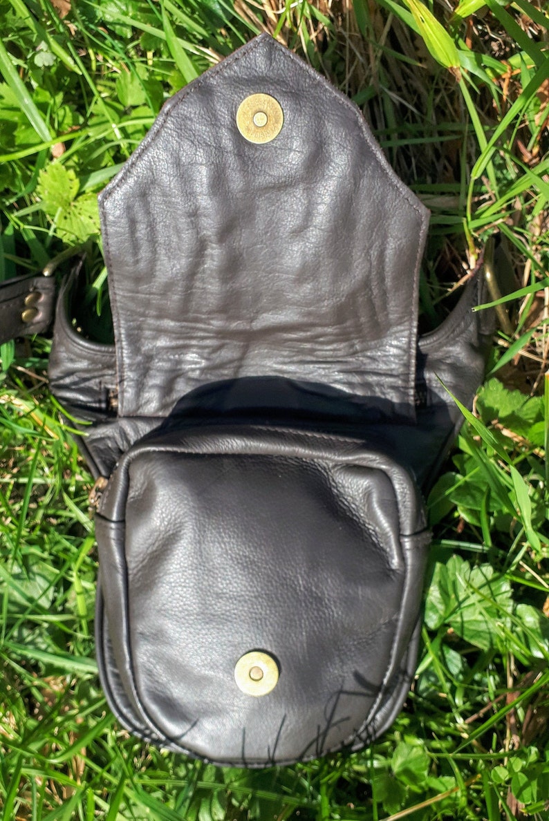 ceinture sacoche en cuir pour homme, ceinture utilitaire en cuir, pochette de hanche rivetée, sacoche en cuir véritable, sac bandoulière image 6