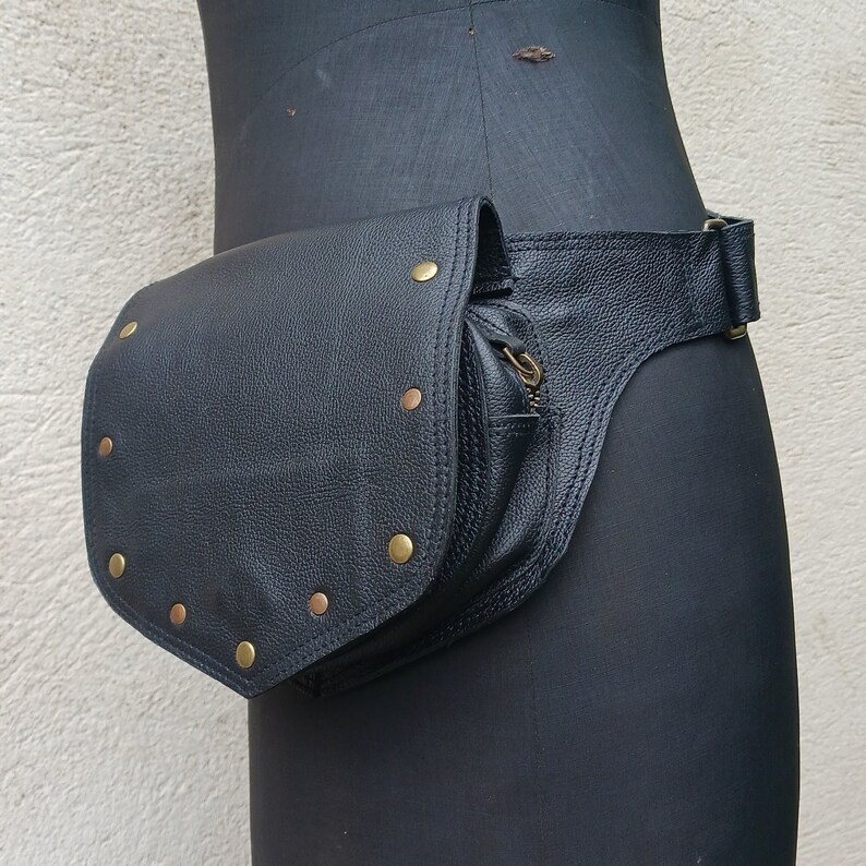 sacoche ceinture en cuir de buffle, single pocket, ceinture banane en cuir, sacoche de hanche, ceinture utilitaire solide image 10