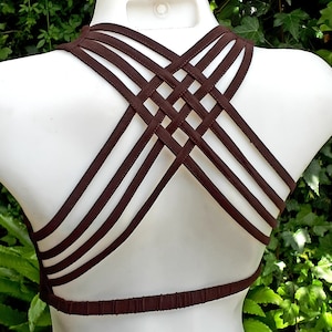 stretch cotton bra, cross over back, comfortable bralette, yoga bra, festival bra