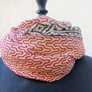 Pareo, Schal, Umschlagtuch, Schal aus 100 % Baumwoll-Voile, handbedruckt, natürliche Pflanzenfarbe, Blockdruck, weich und bequem
