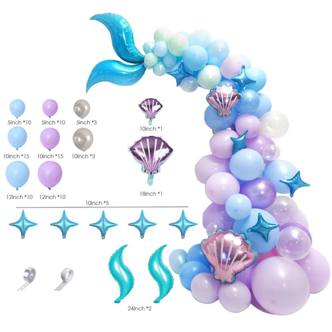 87pcs Mermaid Tail Balloon Garland Set Latex Balloon Arch Etsy