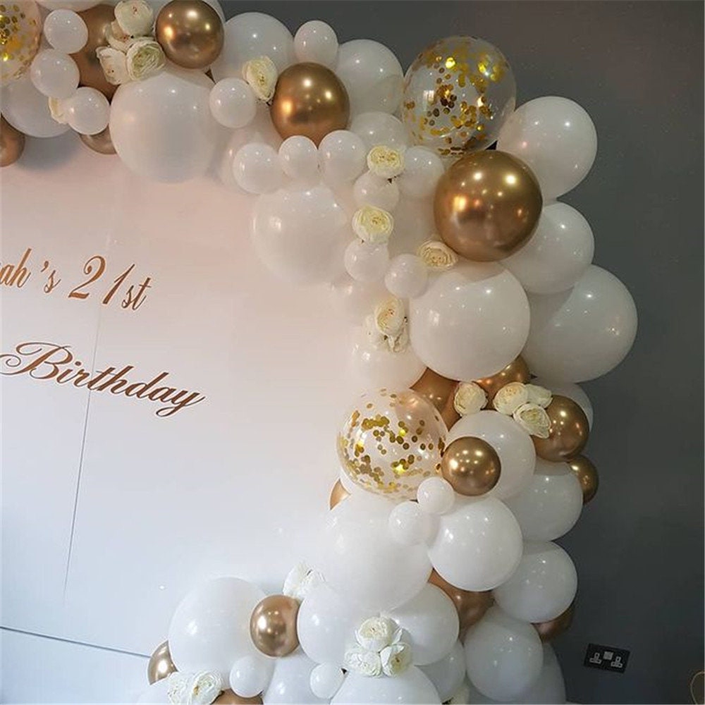 White Gold Confetti Balloons Garland Kit, 120 PCS 12in 10in 5in Latex  Metallic Gold White Confetti Balloons for Birthday, Wedding, Prom Bridal Party  Decorations - China Wedding Party and Birthday Party price