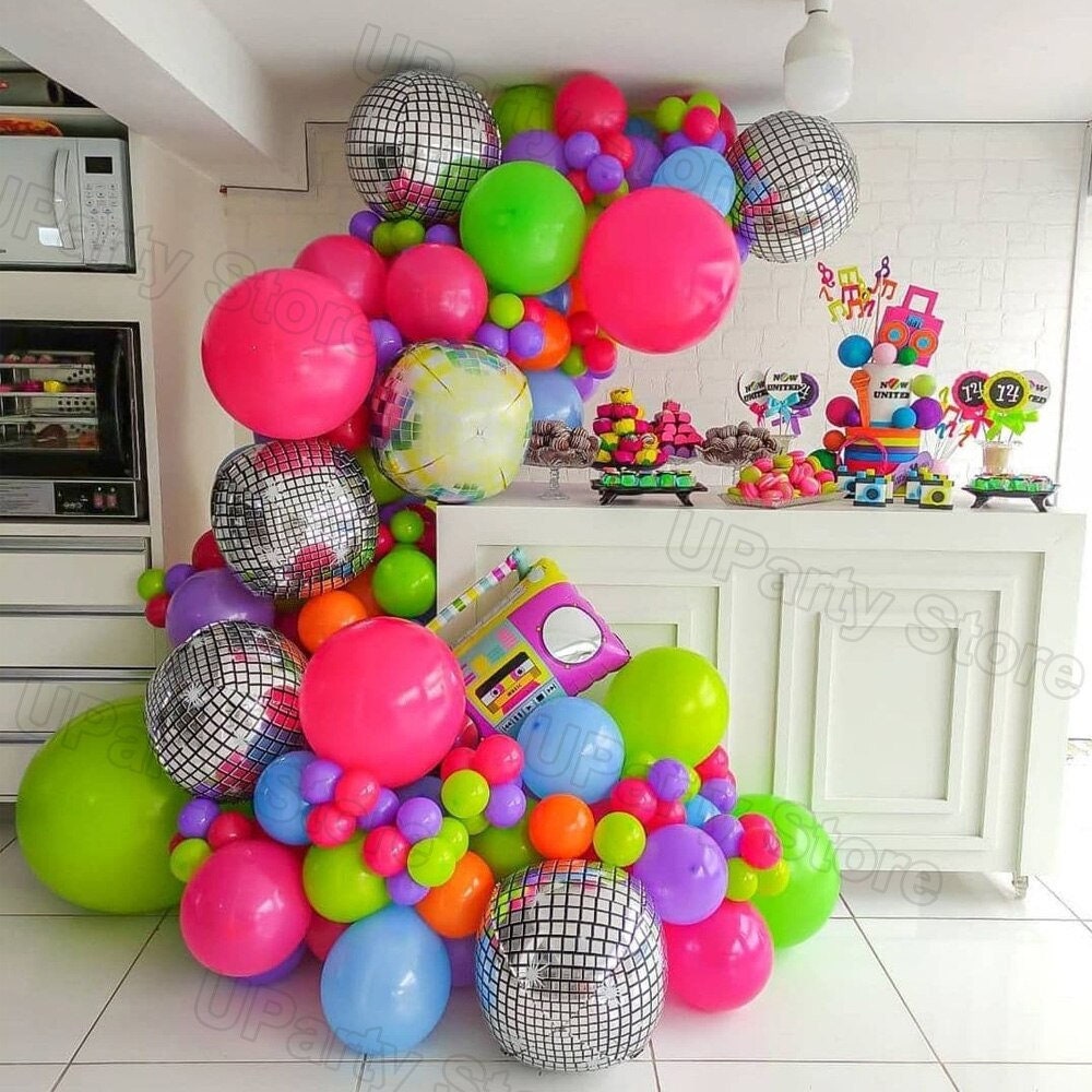 1 Set Birthday Balloons Arch Garland Large 4D Silver Laser - Etsy