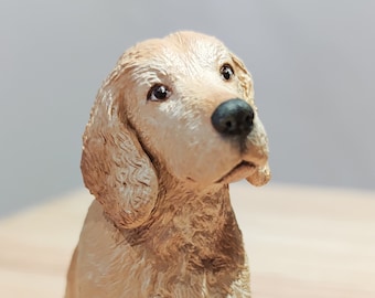 American cocker spaniel sculpture, 13 cm (black and white). Ready