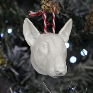 Bull Terrier Christmas Charm: Festive Dog Head Tree Ornament