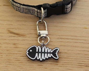 Custom Cat Collar Tag: Personalized Pet Tag for Safety and Style - Cat ID Tag, Dog Name Tag, Cat Name Tag - Fishbone