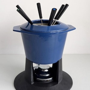 Le Creuset Fondue Set Gourmand Cast Iron in Blue Made in France